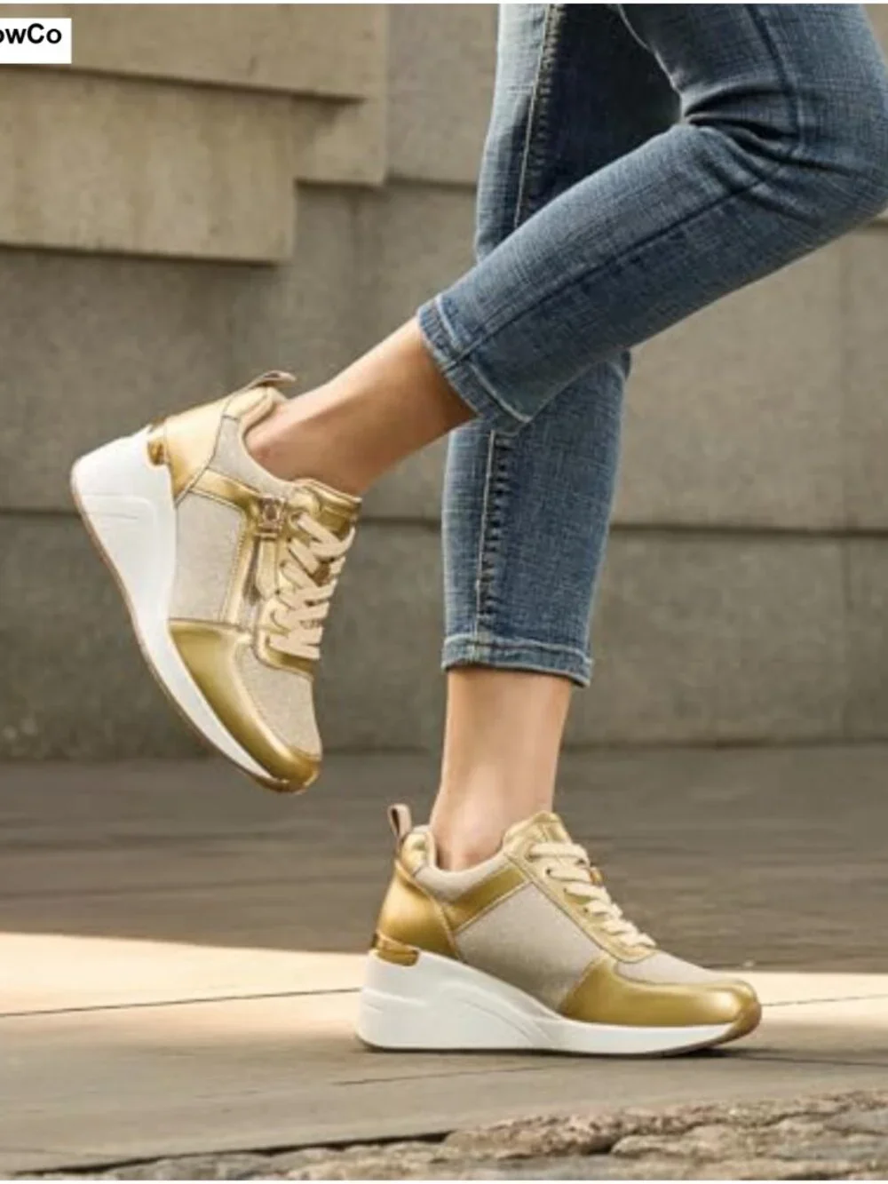Wedge Sneakers Women Platform Tennis Shoes Breathable Lace-Up Comfort